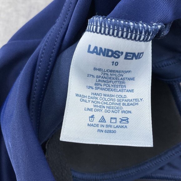 Lands End 1pc Swimsuit Women 10 blue Purple Pad Bra Wide Strap Asymmetric Tank - Picture 6 of 8